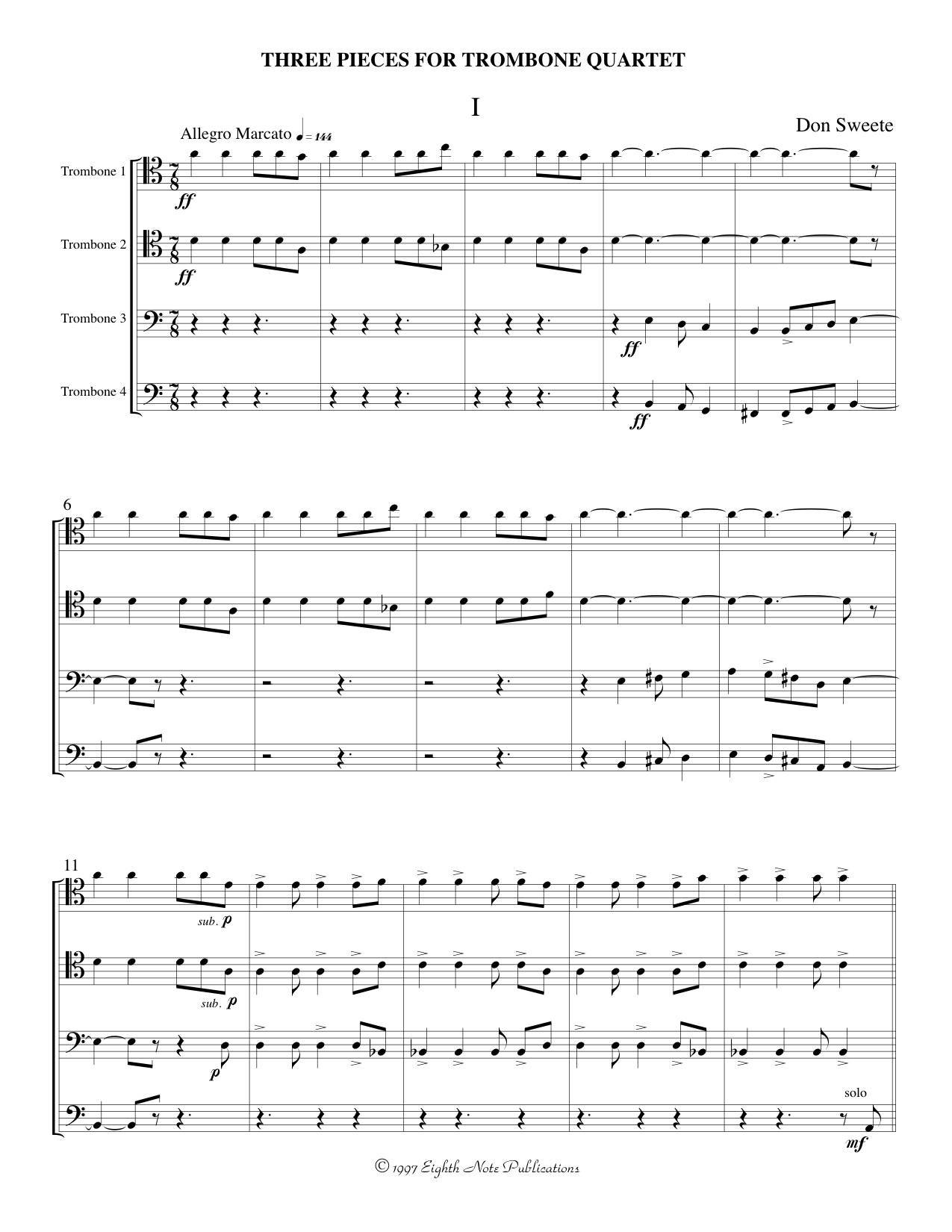 Trombone Quartet original arrangement NEW! Shenandoah 