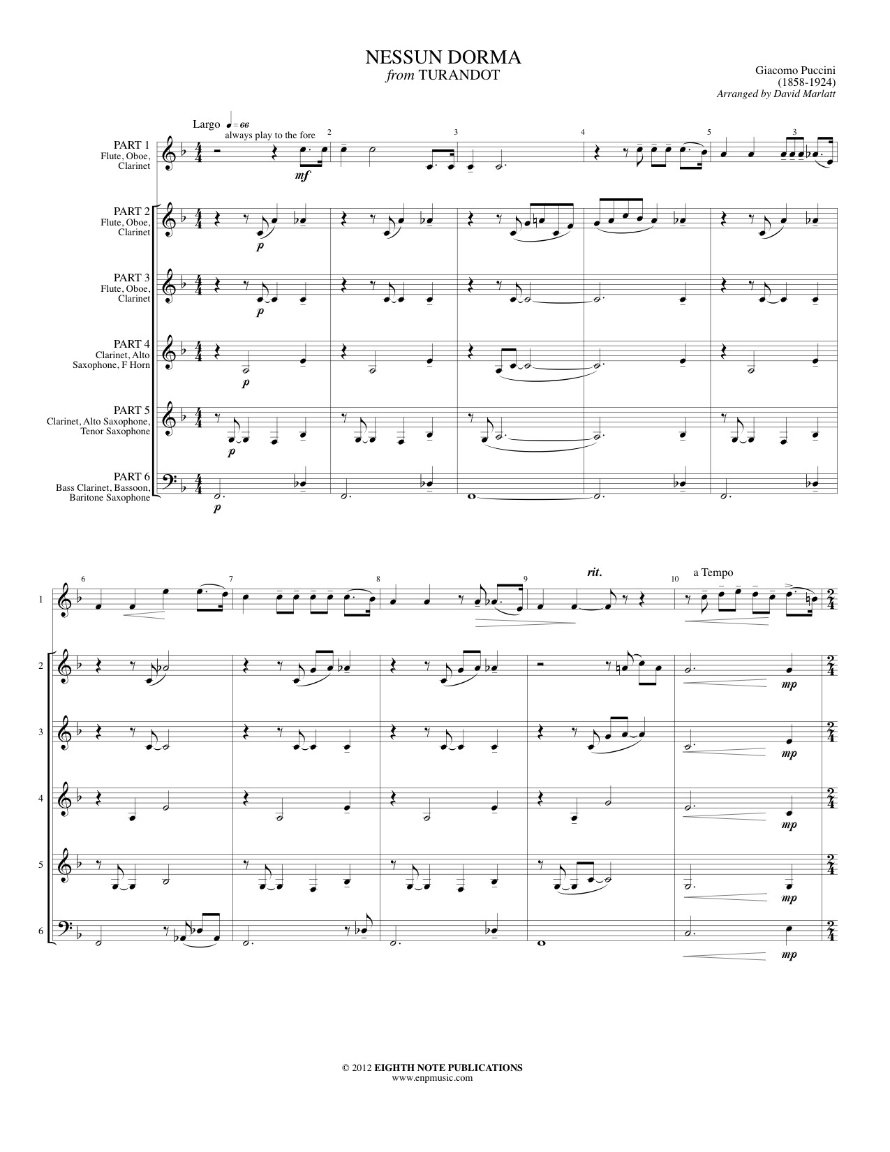 Nessun Dorma from Turandot - Giacomo Puccini